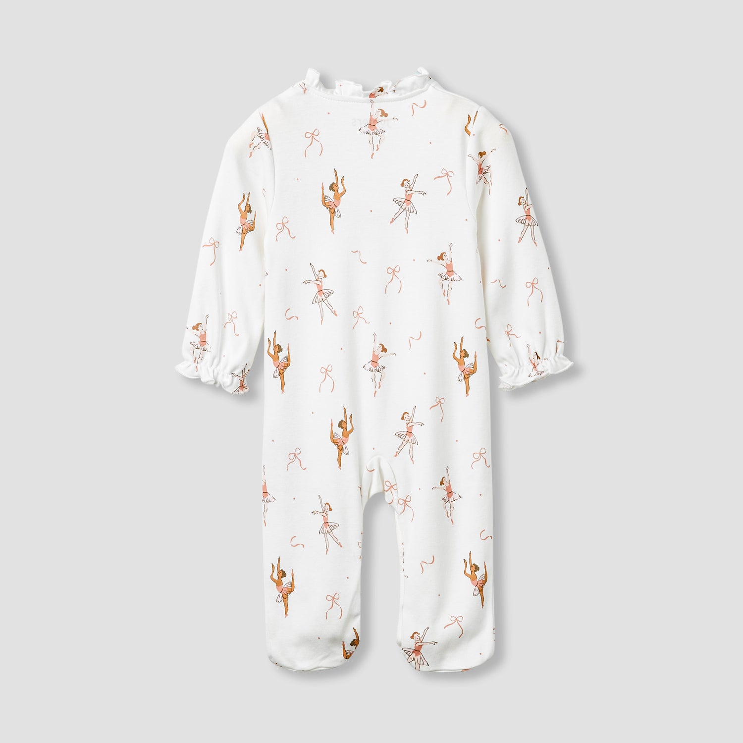 Juniors Ballerina Print Sleepsuit with Long Sleeves