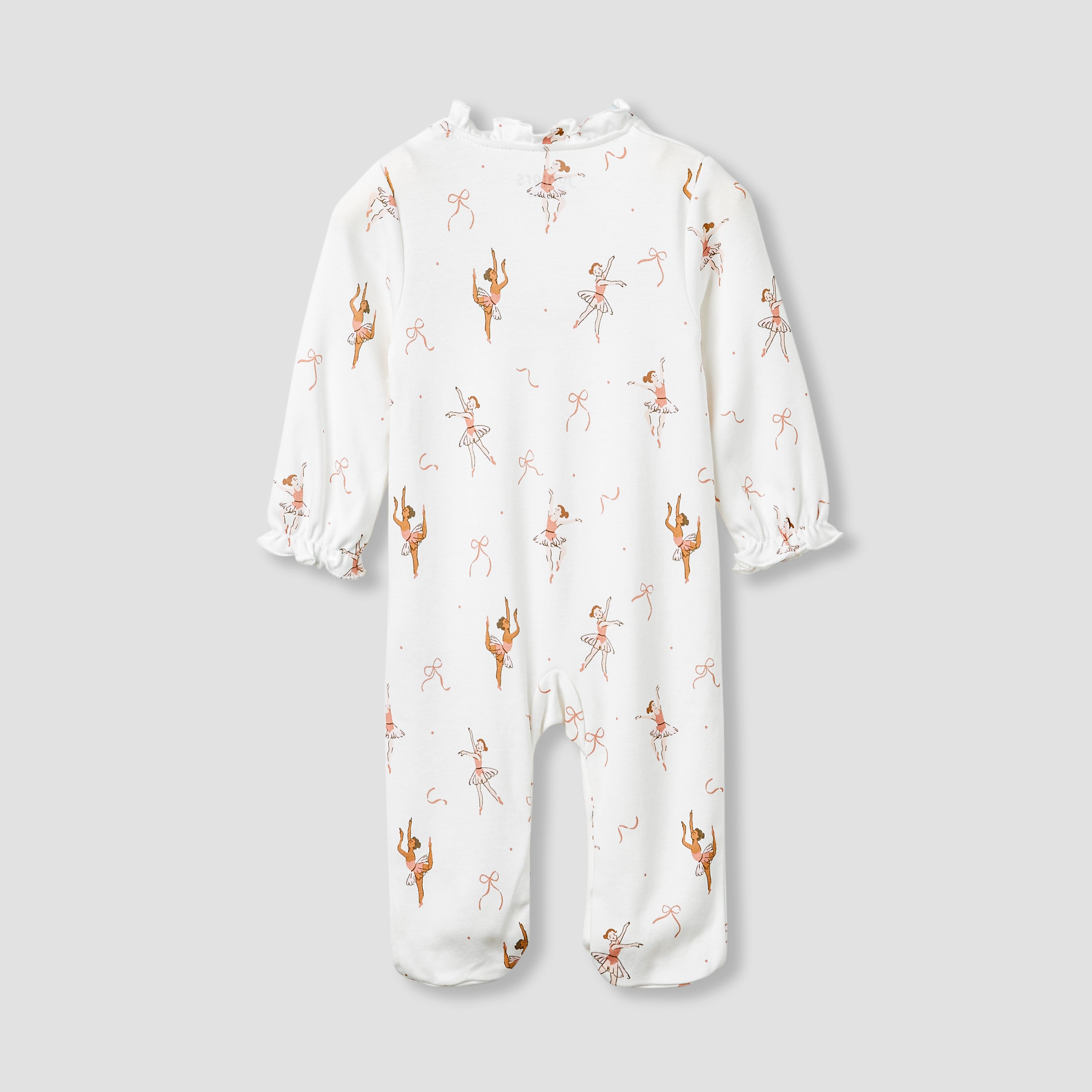 Juniors Ballerina Print Sleepsuit with Long Sleeves