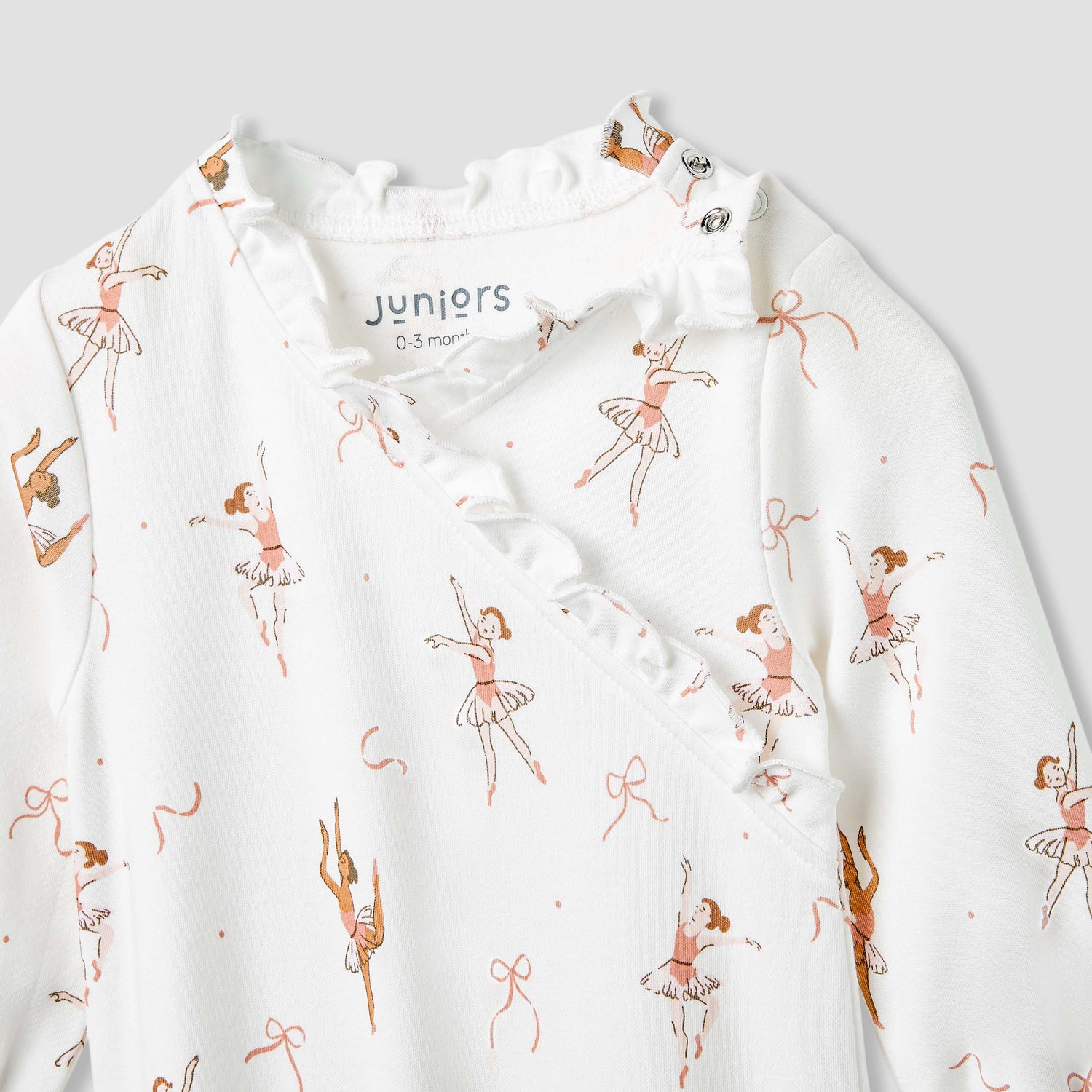 Juniors Ballerina Print Sleepsuit with Long Sleeves