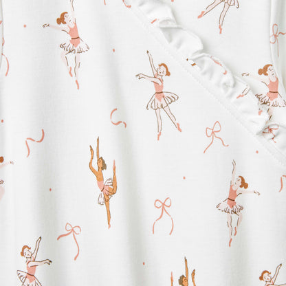 Juniors Ballerina Print Sleepsuit with Long Sleeves