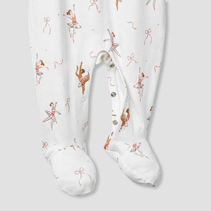 Juniors Ballerina Print Sleepsuit with Long Sleeves
