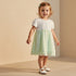 Giggles Round Neck Short Sleeves A-Line Dress with Lace Detail - Green / 12-18 mths