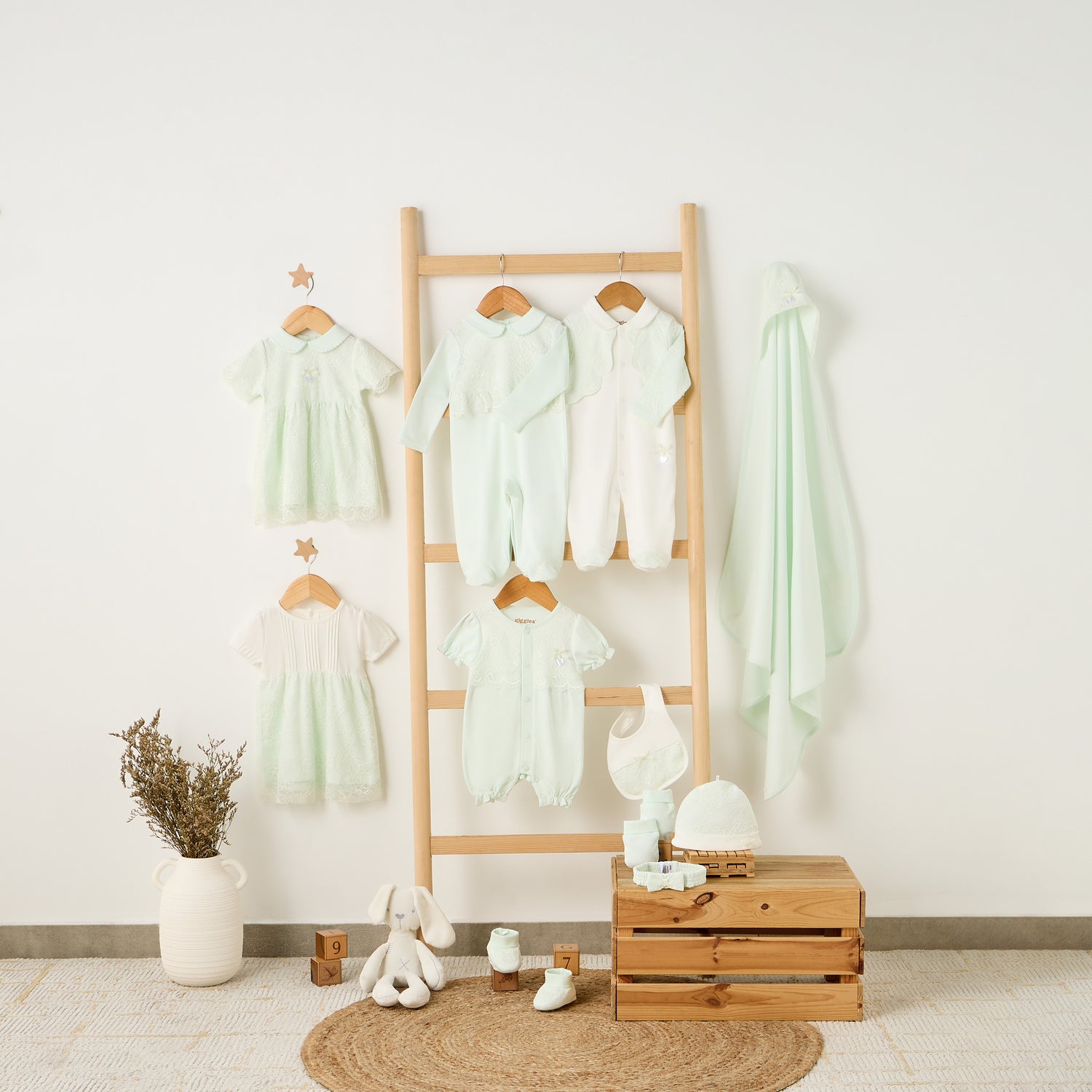 Giggles Round Neck Short Sleeves A-Line Dress with Lace Detail