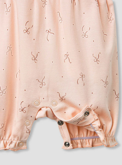 Juniors Solid Top and Bow Print Dungaree Set-baby-girls-clothing-nightwear-sleepsuits-image-6