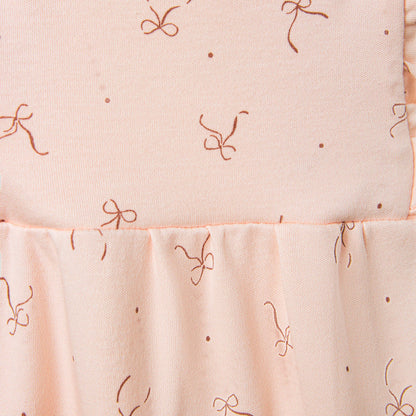 Juniors Solid Top and Bow Print Dungaree Set