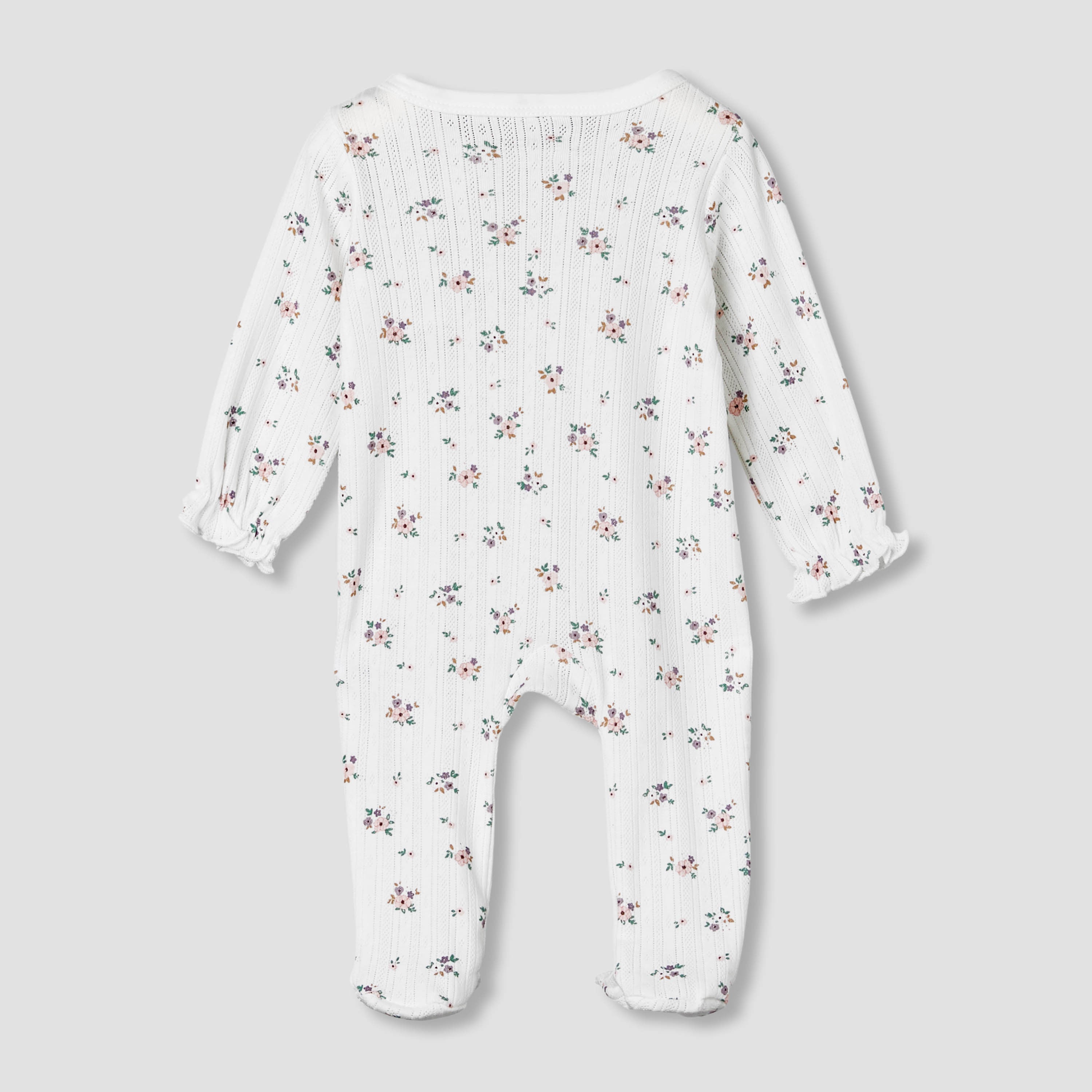 Juniors Cotton Round Neck Long Sleeves Sleepsuit with Floral Print