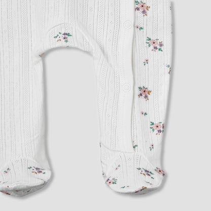 Juniors Cotton Round Neck Long Sleeves Sleepsuit with Floral Print