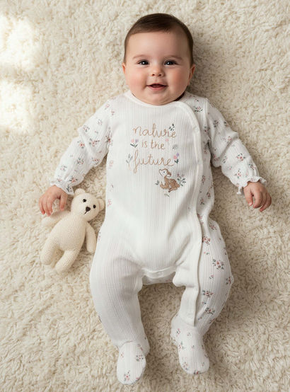 Juniors Cotton Round Neck Long Sleeves Sleepsuit with Floral Print-baby-girls-clothing-nightwear-sleepsuits-image-1