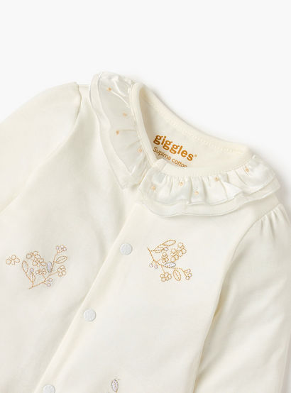 Giggles Embroidered Closed Feet Sleepsuit with Long Sleeves-baby-girls-clothing-nightwear-sleepsuits-image-3