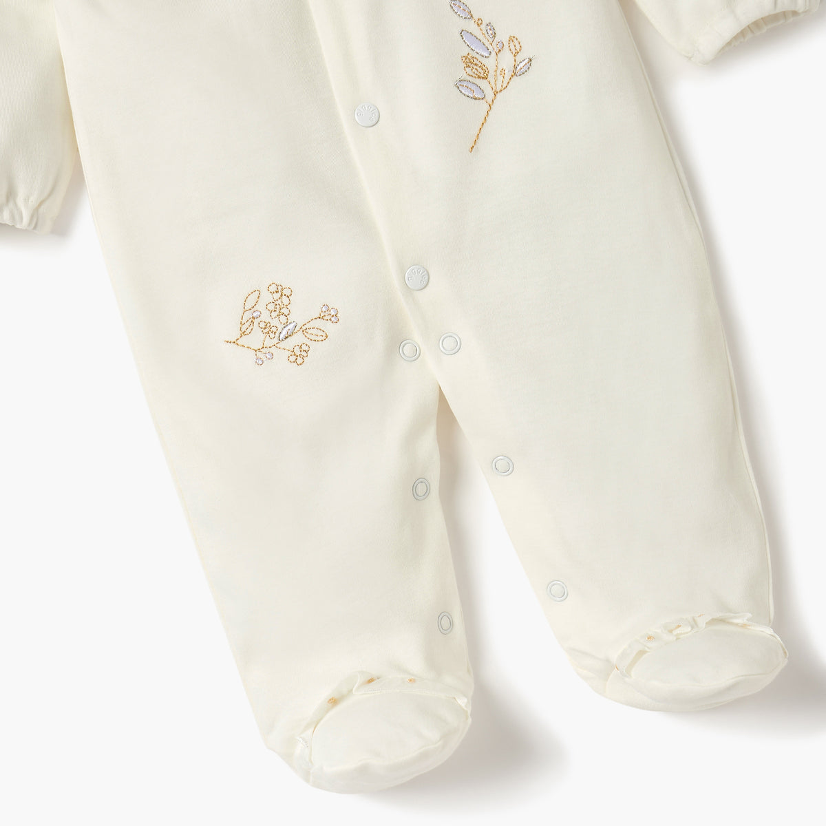 Giggles Embroidered Closed Feet Sleepsuit with Long Sleeves