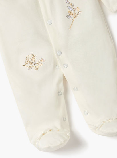 Giggles Embroidered Closed Feet Sleepsuit with Long Sleeves-baby-girls-clothing-nightwear-sleepsuits-image-4