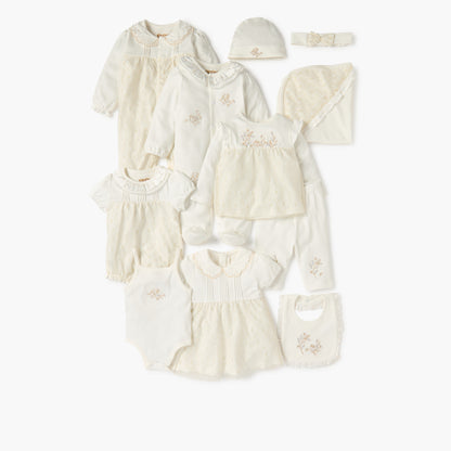 Giggles Embroidered Closed Feet Sleepsuit with Long Sleeves