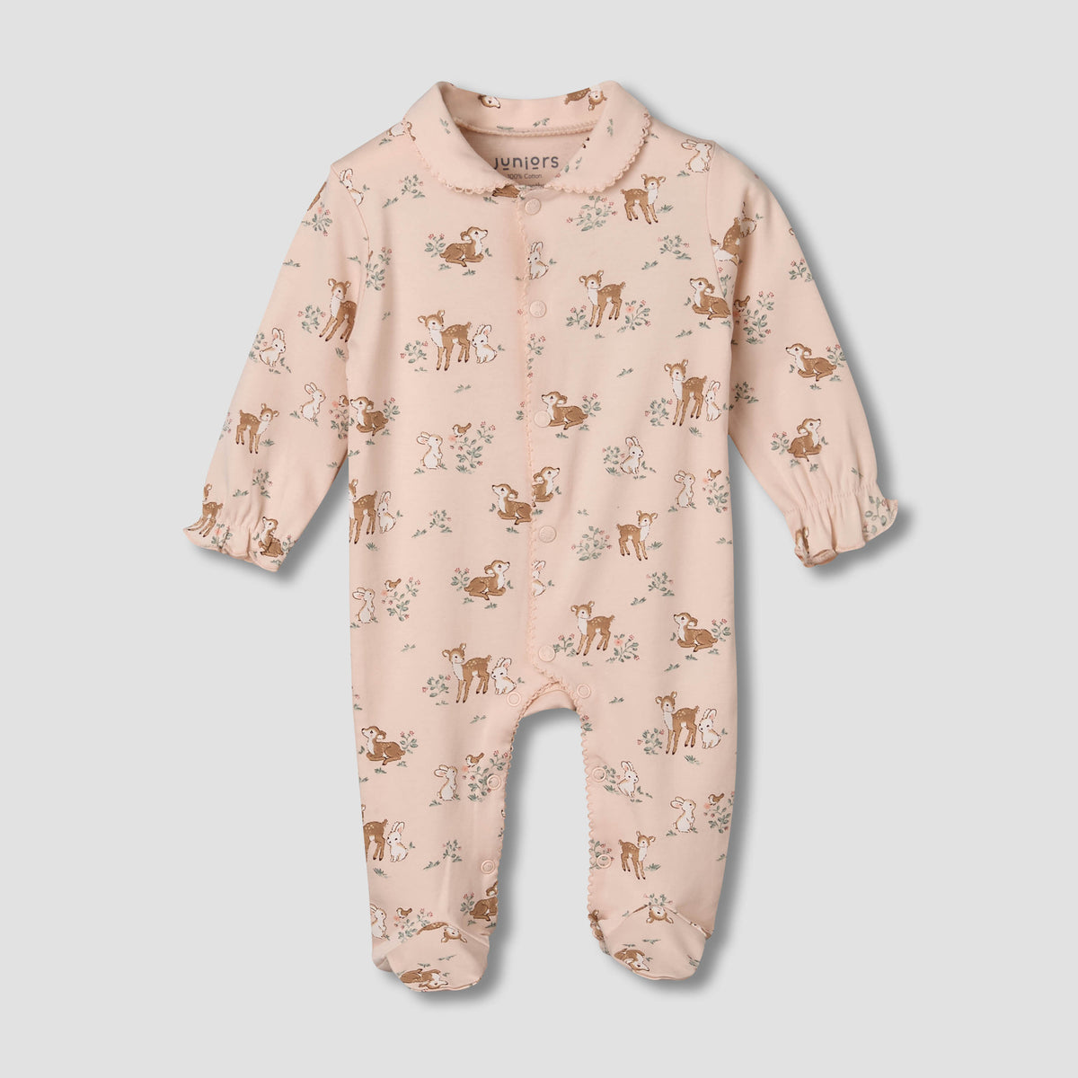 Juniors Cotton Peter Pan Collar Long Sleeves Sleepsuit