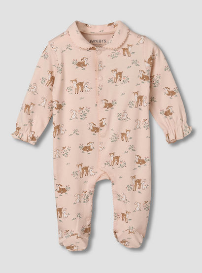 Juniors Cotton Peter Pan Collar Long Sleeves Sleepsuit-baby-girls-clothing-nightwear-sleepsuits-image-1
