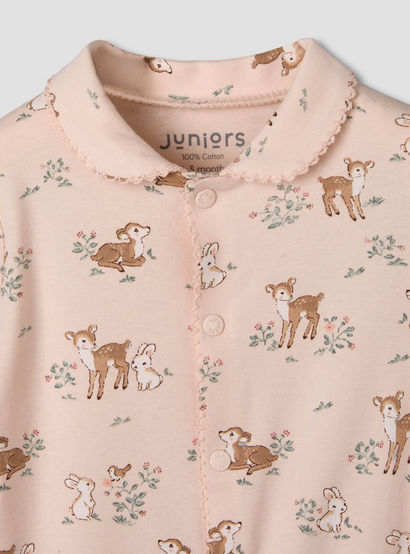 Juniors Cotton Peter Pan Collar Long Sleeves Sleepsuit-baby-girls-clothing-nightwear-sleepsuits-image-3