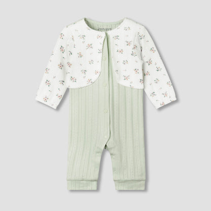 Juniors Cotton Round Neck Long Sleeves Sleepsuit with Floral Print