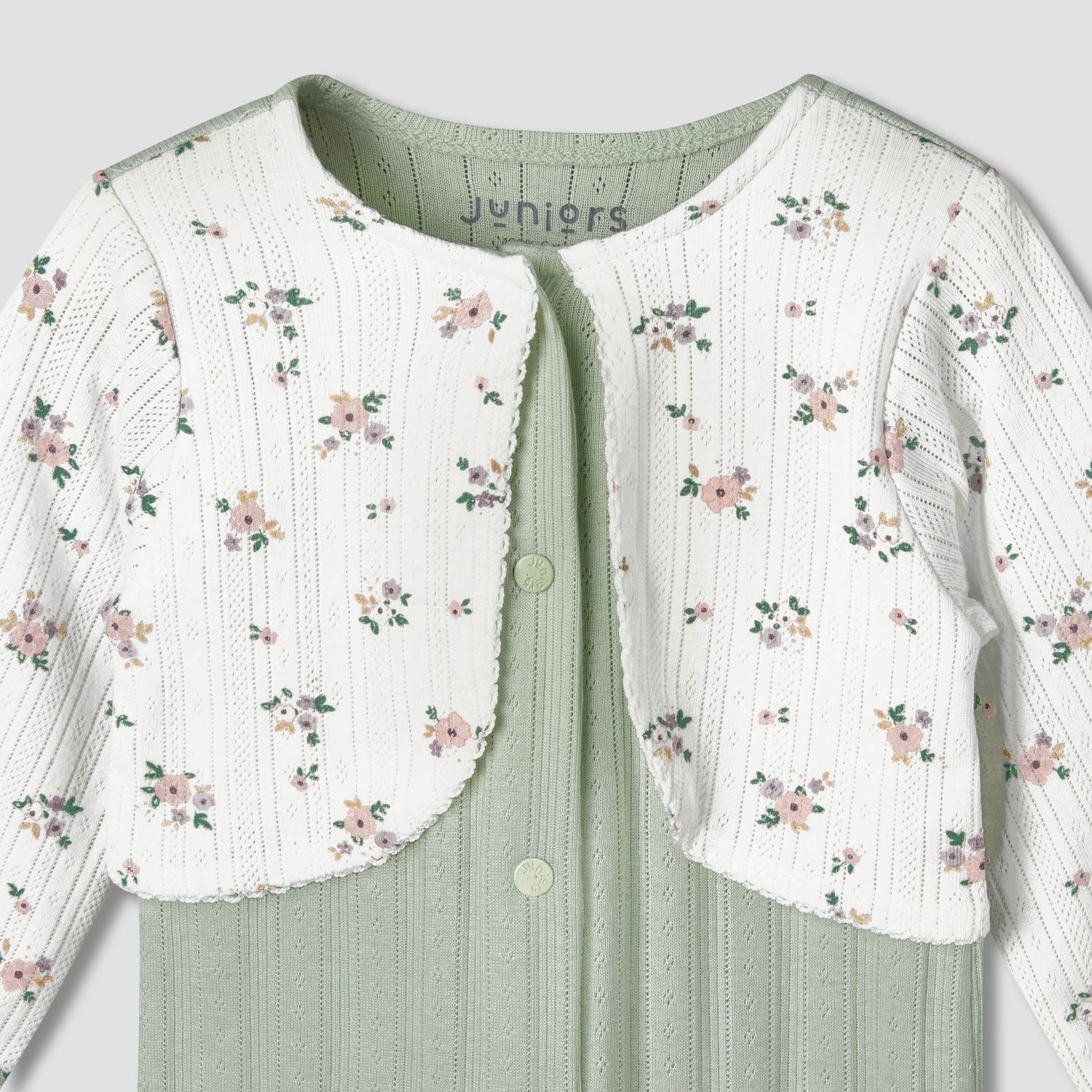 Juniors Cotton Round Neck Long Sleeves Sleepsuit with Floral Print