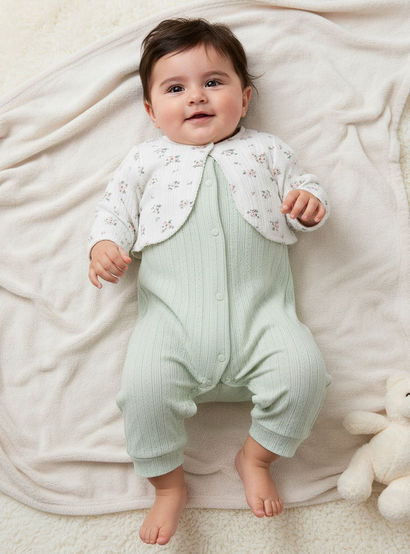 Juniors Cotton Round Neck Long Sleeves Sleepsuit with Floral Print-baby-girls-clothing-nightwear-sleepsuits-image-1