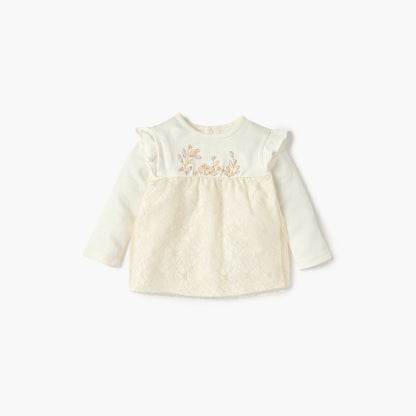 Giggles Embroidered Long Sleeves T-shirt and Pyjama Set