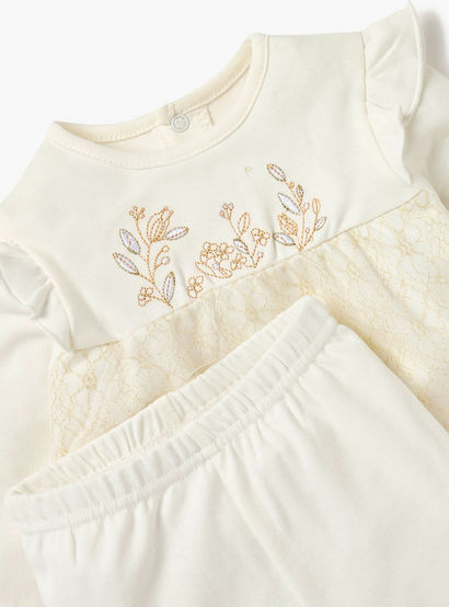 Giggles Embroidered Long Sleeves T-shirt and Pyjama Set-baby-girls-clothing-nightwear-pyjamasets-image-5