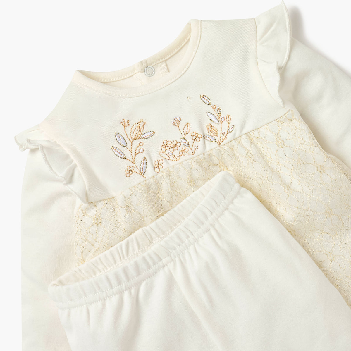 Giggles Embroidered Long Sleeves T-shirt and Pyjama Set