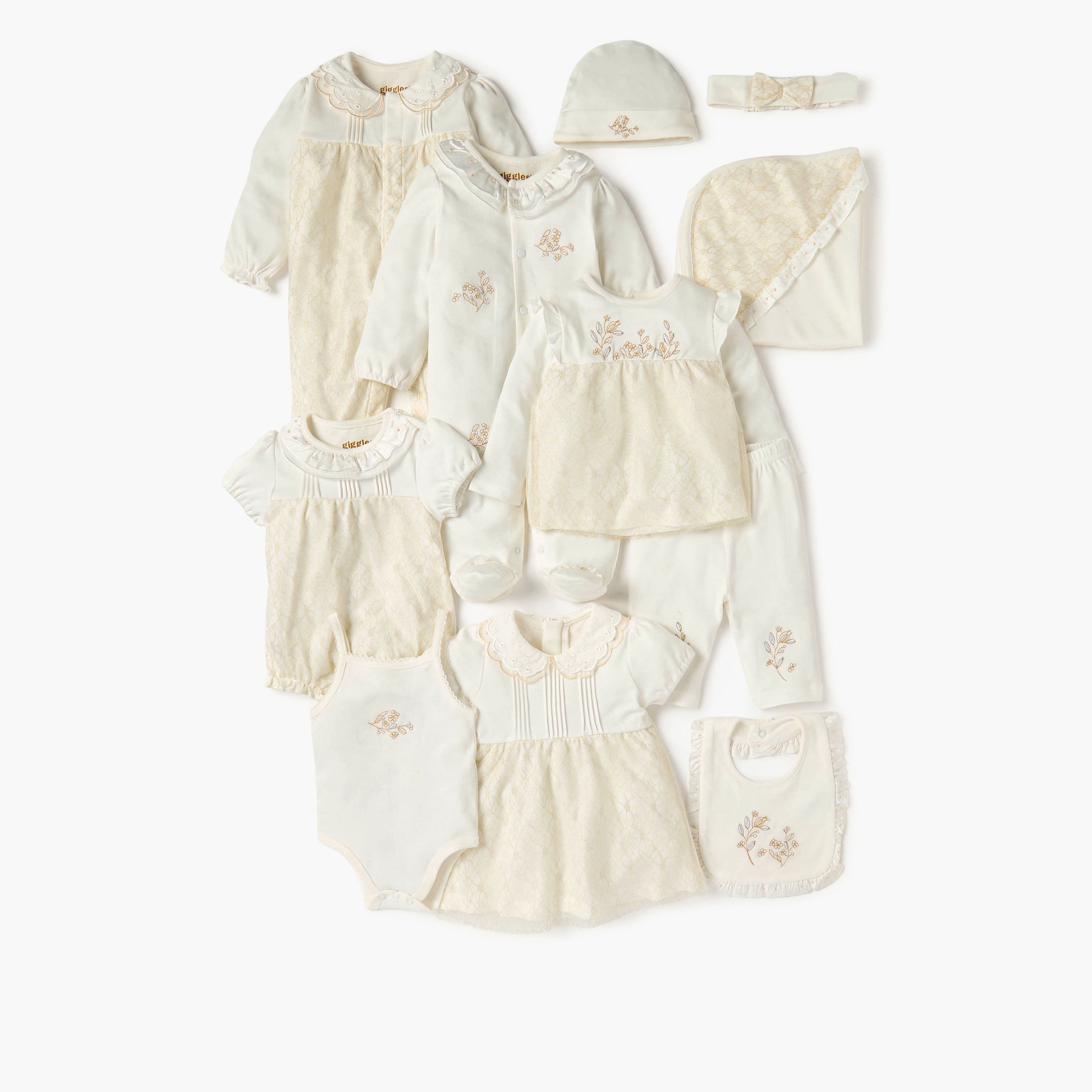 Giggles Embroidered Long Sleeves T-shirt and Pyjama Set