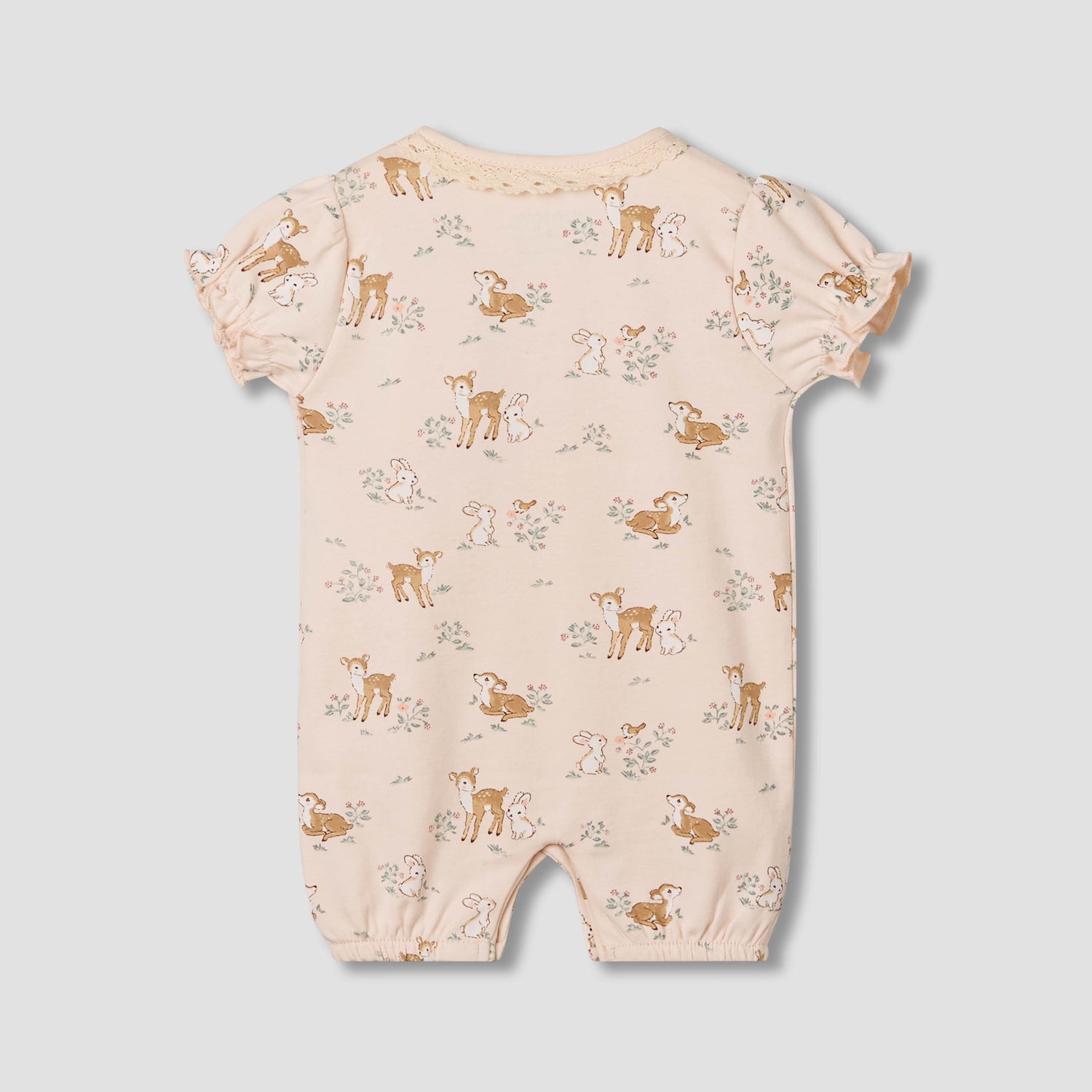 Juniors Cotton Short Sleeves Romper with Deer Print