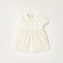 Giggles Peter Pan Collar Short Sleeves Knee Length A-line Dress with Floral Embroidary - Cream / 12-18 mths