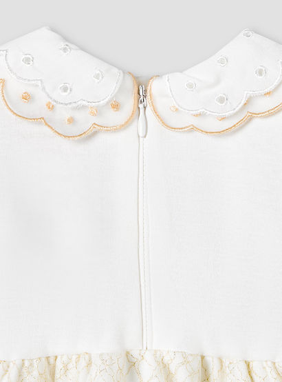 Giggles Peter Pan Collar Short Sleeves Knee Length A-line Dress with Floral Embroidary-baby-girls-clothing-dressesandjumpsuits-image-5
