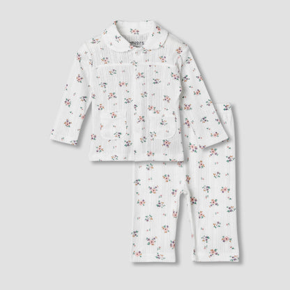 Juniors Cotton Long Sleeves Pyjama Set with Floral Print