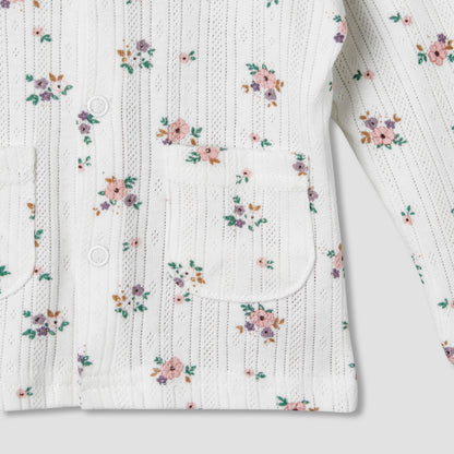Juniors Cotton Long Sleeves Pyjama Set with Floral Print