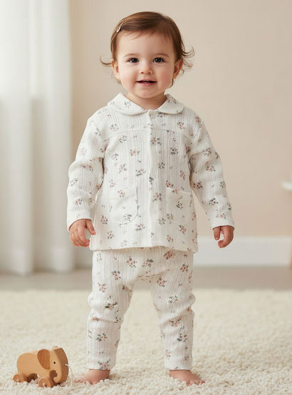 Juniors Cotton Long Sleeves Pyjama Set with Floral Print-baby-girls-clothing-nightwear-pyjamasets-image-1