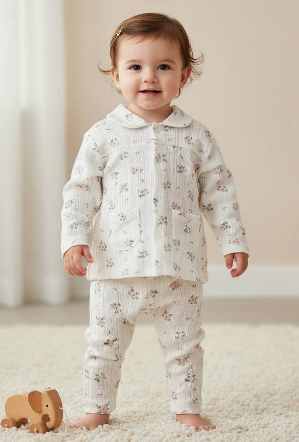 Juniors Cotton Long Sleeves Pyjama Set with Floral Print
