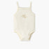 Giggles Embroidered Strappy Bodysuit with Snap Button Closure - Cream / 12-18 mths