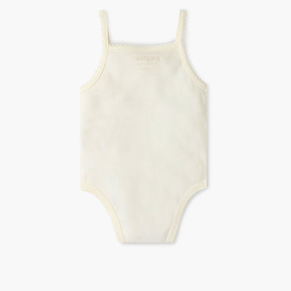 Giggles Embroidered Strappy Bodysuit with Snap Button Closure