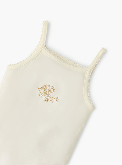 Giggles Embroidered Strappy Bodysuit with Snap Button Closure-baby-girls-clothing-bodysuits-image-3