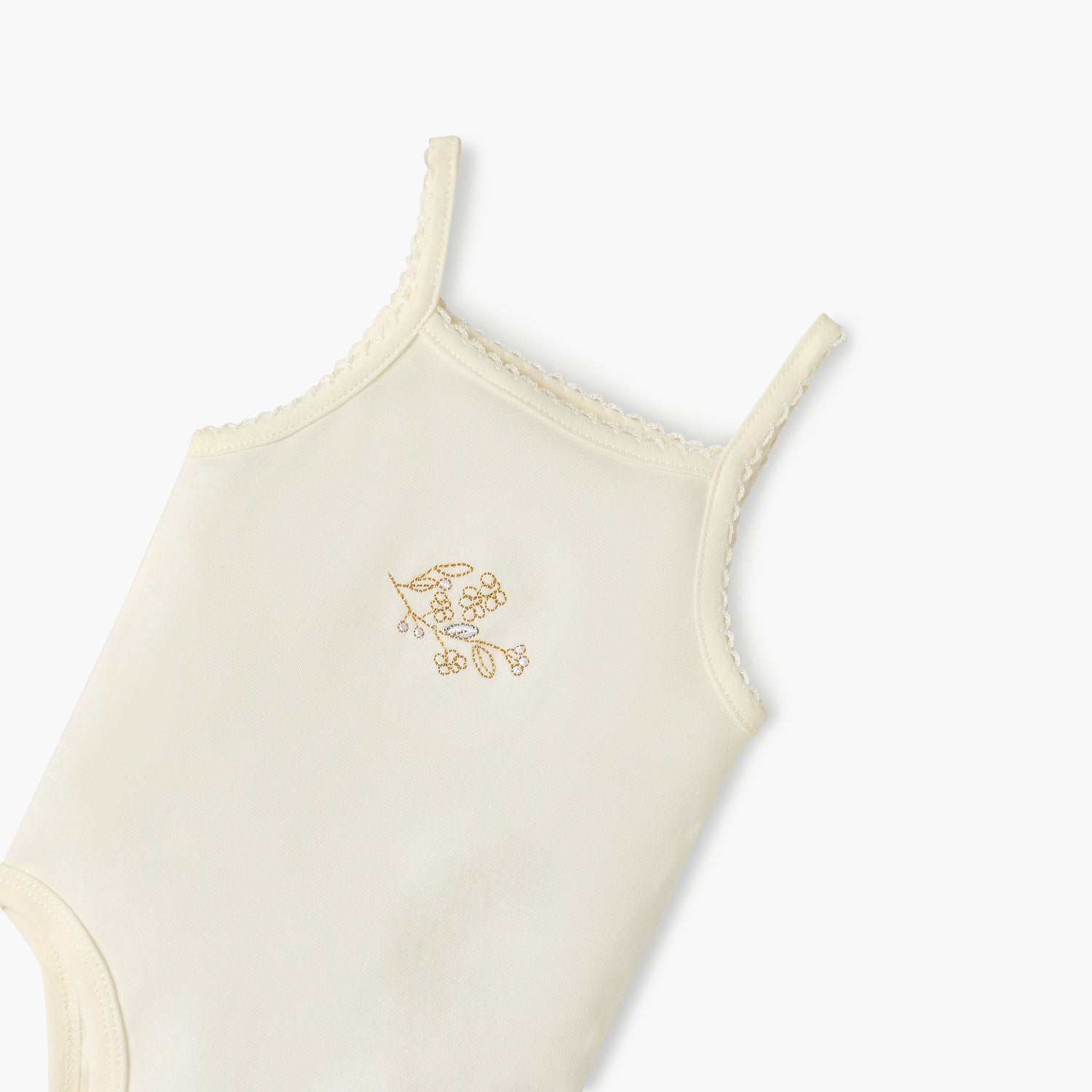 Giggles Embroidered Strappy Bodysuit with Snap Button Closure