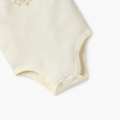 Giggles Embroidered Strappy Bodysuit with Snap Button Closure