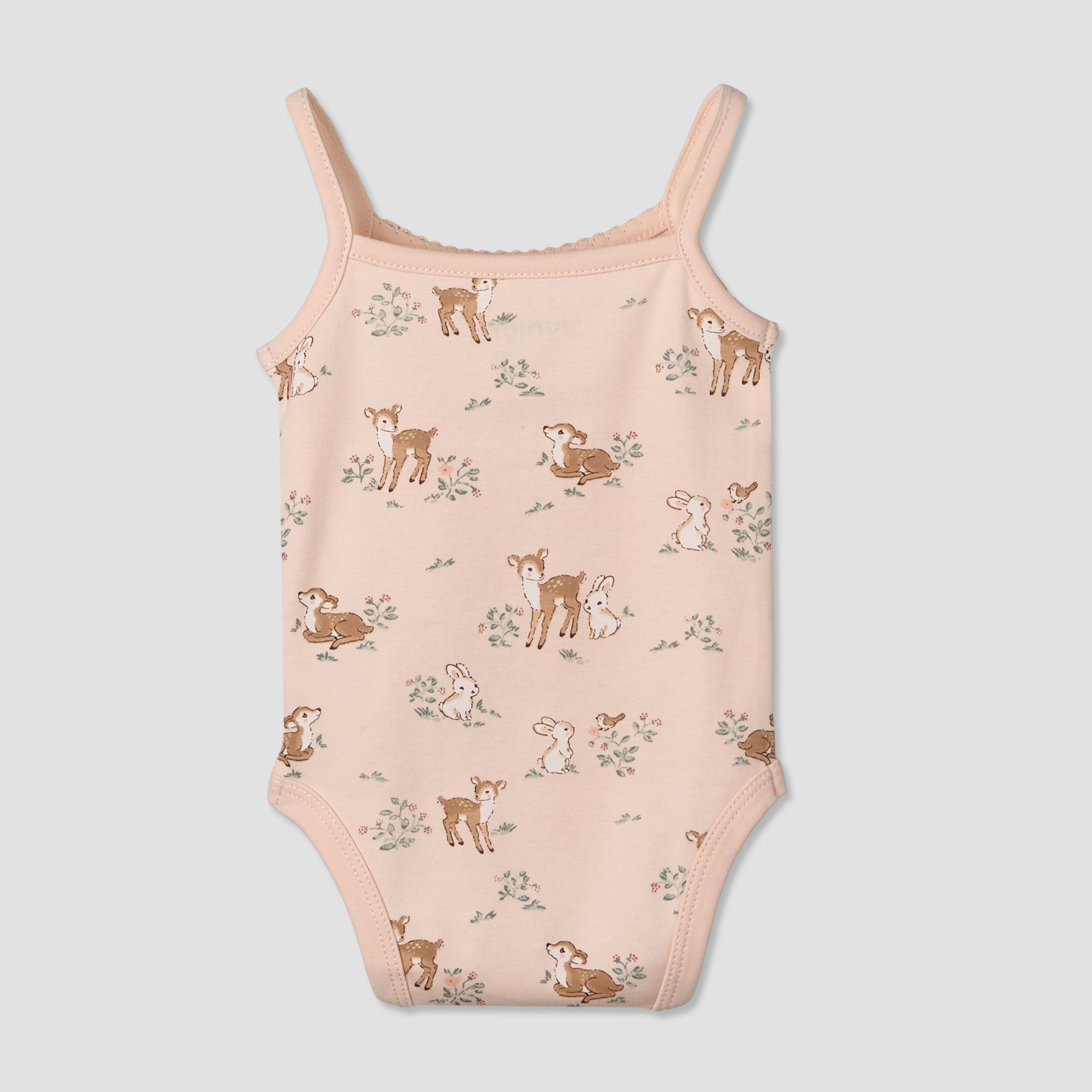 Juniors Cotton Strappy Bodysuit with Animal Print