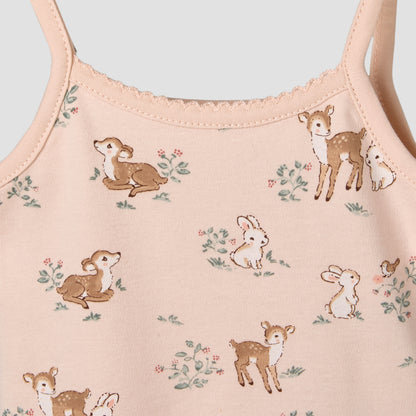 Juniors Cotton Strappy Bodysuit with Animal Print