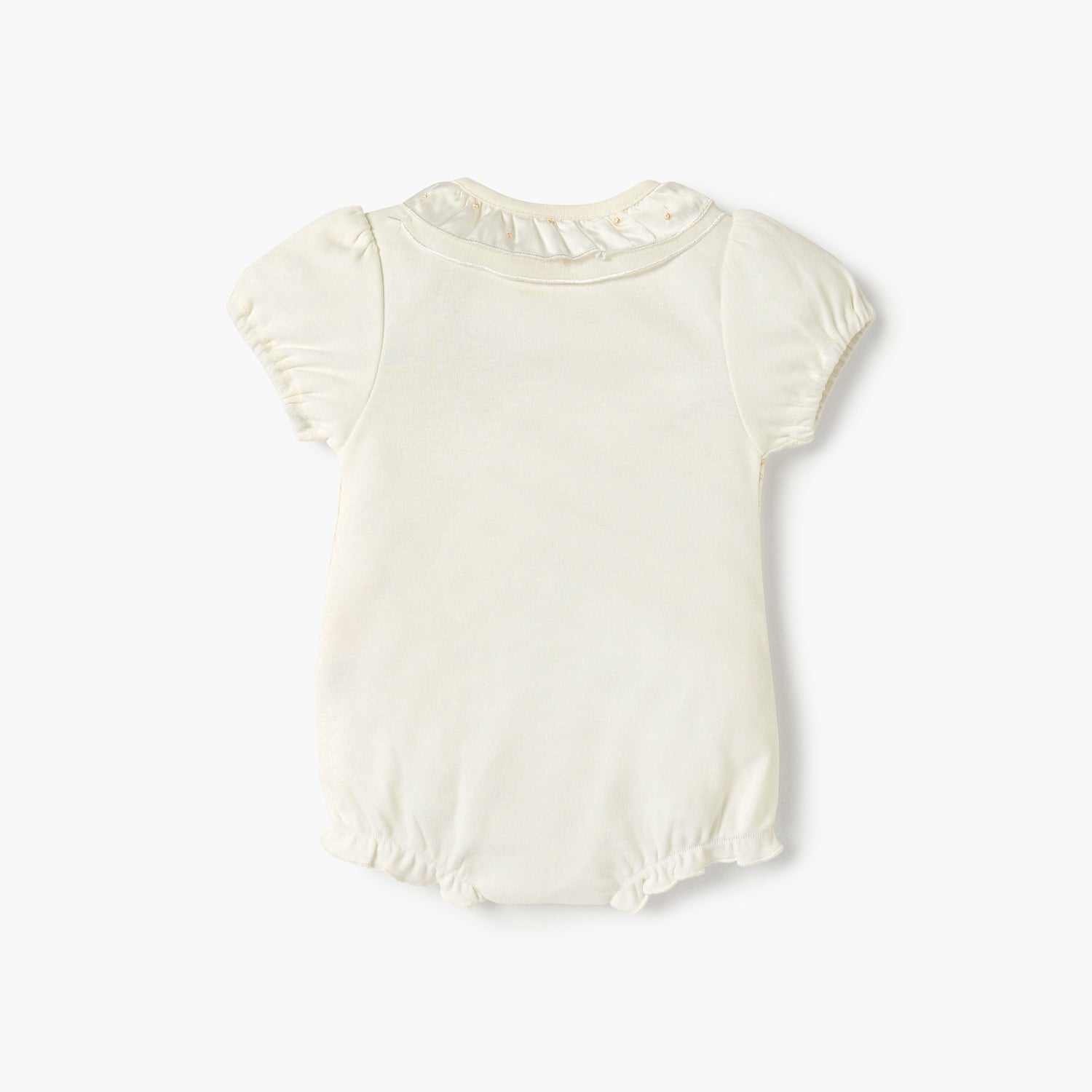 Giggles Textured Romper with Short Sleeves and Snap Button Closure