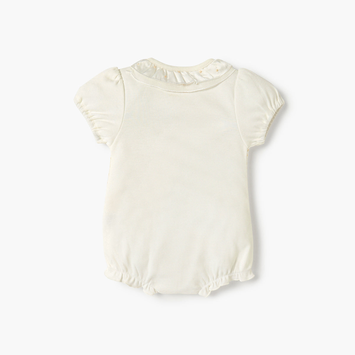 Giggles Textured Romper with Short Sleeves and Snap Button Closure