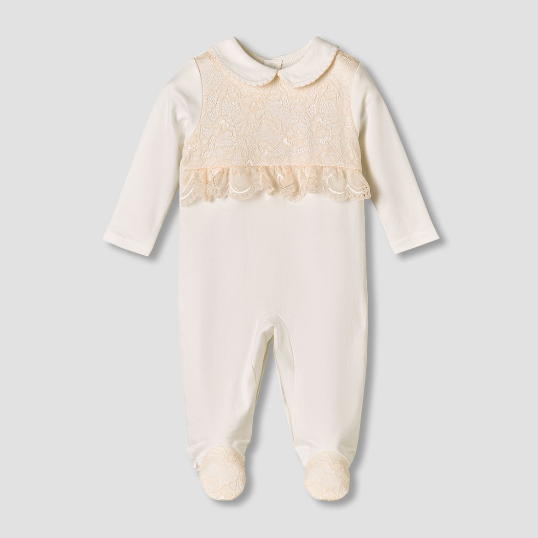 Giggles Cotton Collared Long Sleeves Sleepsuit with Snap Button Closure