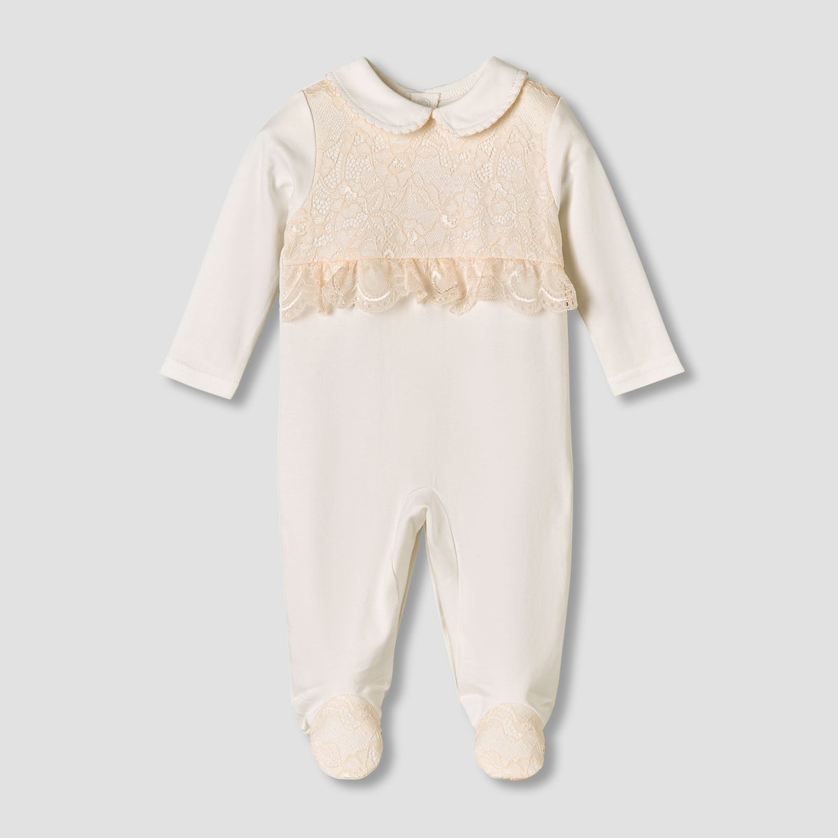 Giggles Cotton Collared Long Sleeves Sleepsuit with Snap Button Closure