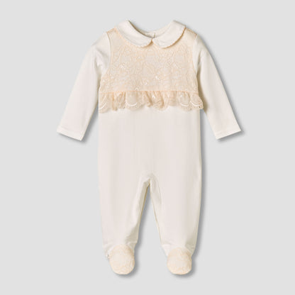 Giggles Cotton Collared Long Sleeves Sleepsuit with Snap Button Closure