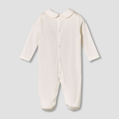 Giggles Cotton Collared Long Sleeves Sleepsuit with Snap Button Closure