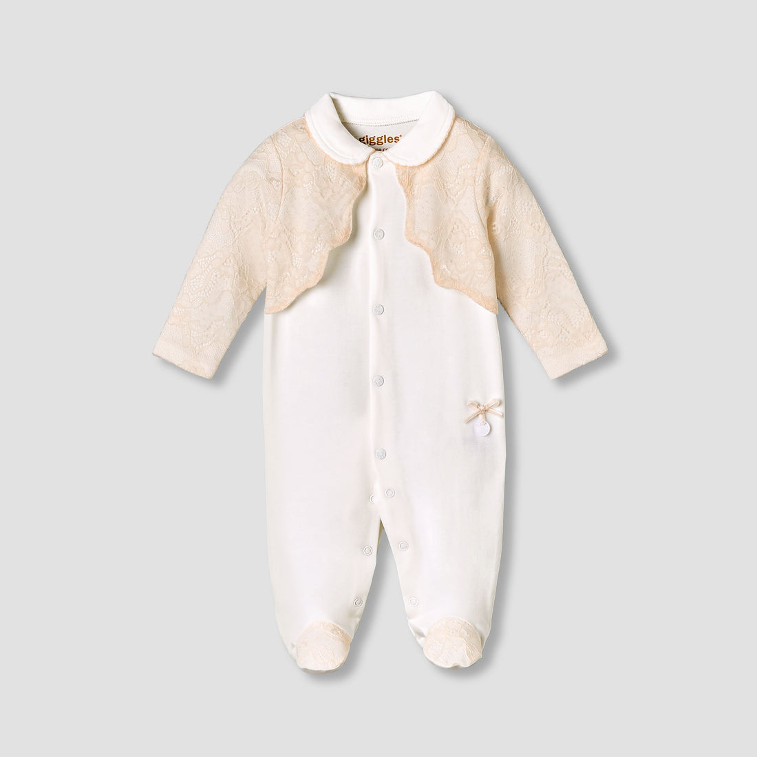 Giggles Cotton Collared Long Sleeves Sleepsuit with Snap Button Closure