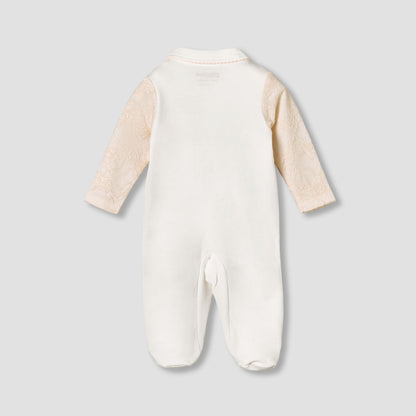Giggles Cotton Collared Long Sleeves Sleepsuit with Snap Button Closure