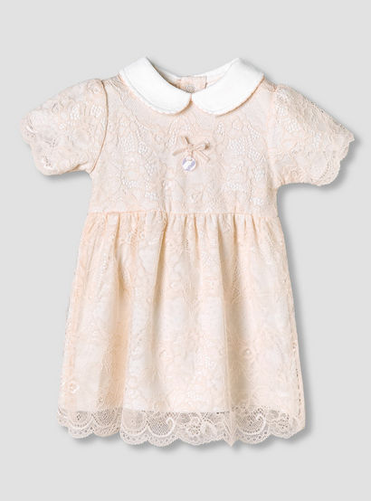 Giggles Peter Pan Collar Short Sleeves A-Line Dress with Lace Detail-baby-girls-clothing-dressesandjumpsuits-image-2