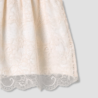 Giggles Peter Pan Collar Short Sleeves A-Line Dress with Lace Detail